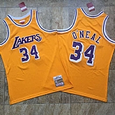 Lakers 34 Shaquille O'Neal Yellow 1996-97 Hardwood Classics Jersey Mixiu,baseball caps,new era cap wholesale,wholesale hats